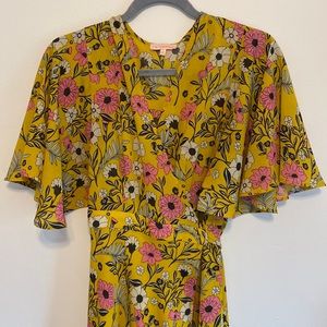 Re:named Yellow Floral Wrap Dress size L